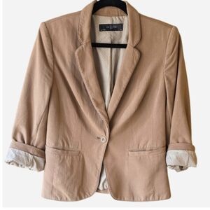 Women's Tan Blazer The Limited With Polka Dots